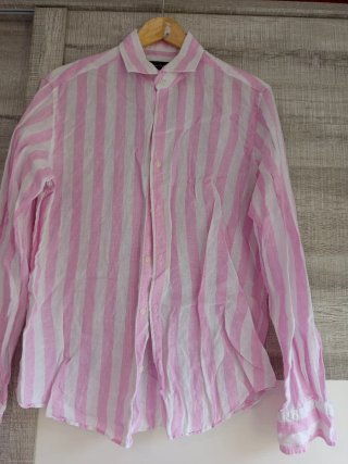 Camisa Massimo Dutti Rayas Rosa y Blanca