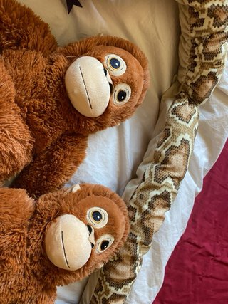 3 Peluches Orangután + Serpiente IKEA