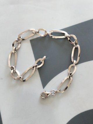 Pulsera oro blanco mujer eslabones ovalados nueva.