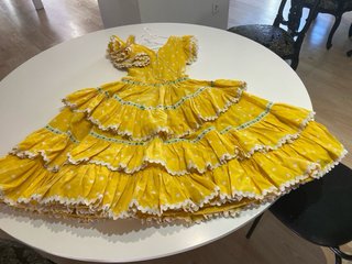 Vestido Flamenca Amarillo Lunares Talla Única