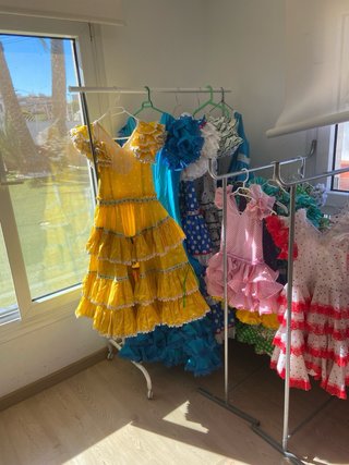 Vestido Flamenca Amarillo Lunares Talla Única