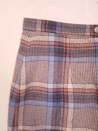 Gonna midi lana tartan vintage Scozzese marrone