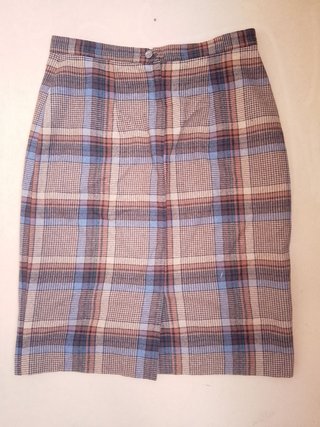 Gonna midi lana tartan vintage Scozzese marrone