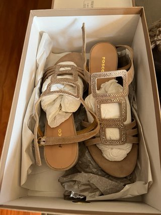 Sandalias Fosco Ante Talla 38 Beige/Oro