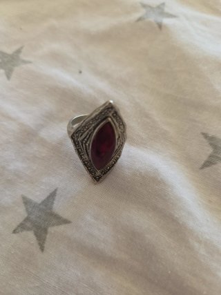 Anillo Plata con Piedra Roja