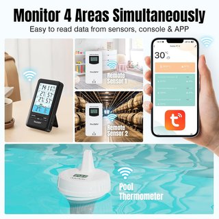 Termómetro Piscina Flotante RADDY Wi-Fi 3 Sensores