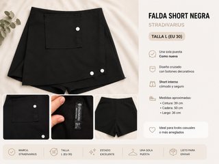 Falda short negra Stradivarius Talla L