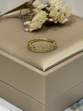 Anillo Oro Laminado 14k Corazones Talla 8