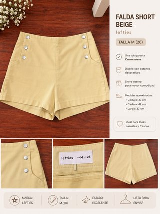 Falda short beige Lefties Talla M