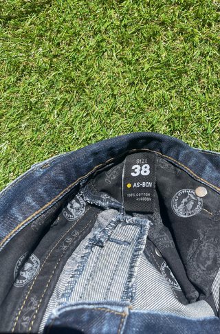 Vaqueros rectos gris lavado Y2K con costuras - 38