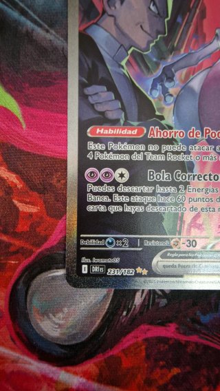 Carta Pokémon Mewtwo EX del Team Rocket 231/182