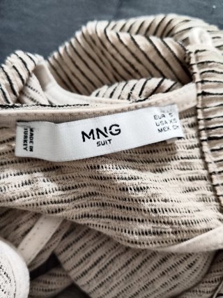 Top Halter Mango Rayas Beige y Negro