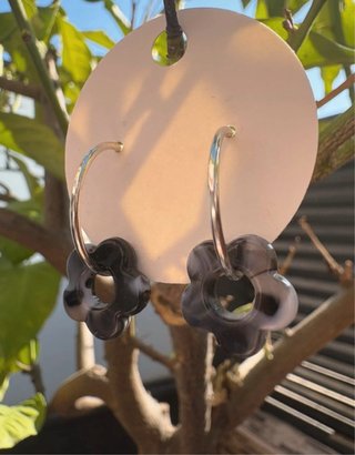 Pendientes Flor Azul y Plateado