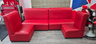 Sofá modular rojo de piel sintética