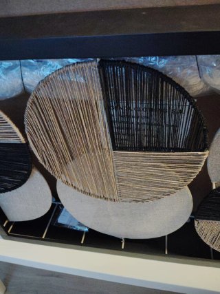 Panel Decorativo Pared Madera Y Yute