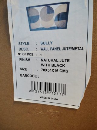 Panel Decorativo Pared Madera Y Yute