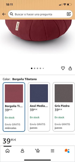 Cojín de meditación tibetano color borgoña