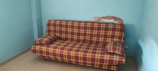Sofá Cama Tela Rojo y Amarillo