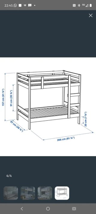 Litera Ikea Madera y Metal Blanca