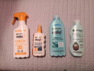 Crema solar, aftersun y crema hidratante garnier