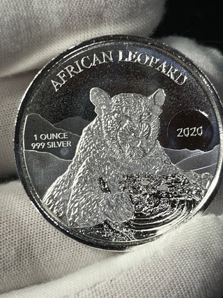 Moneda Plata Leopardo Africano Ghana 2020 1 oz