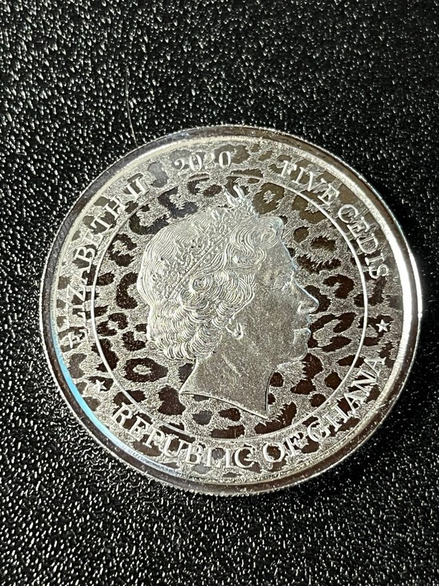 Moneda Plata Leopardo Africano Ghana 2020 1 onza