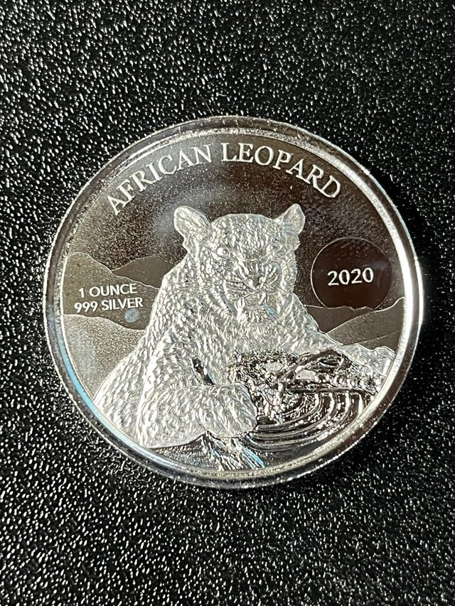 Moneda Plata Leopardo Africano Ghana 2020 1 onza