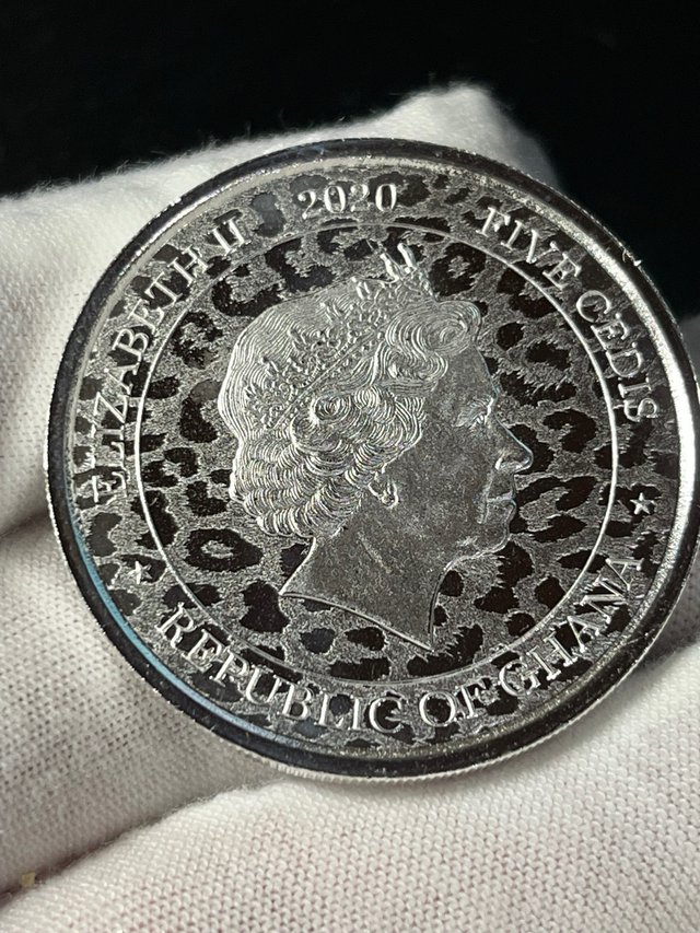 Moneda Plata Leopardo Africano Ghana 2020 1 onza