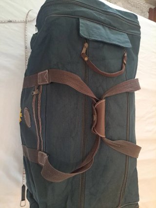 Bolso de viaje grande loneta y cuero 50x20x20