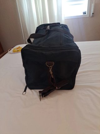 Bolso de viaje grande loneta y cuero 50x20x20