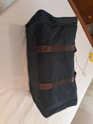 Bolso de viaje grande loneta y cuero 50x20x20
