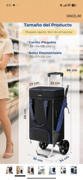 Carro de la compra negro y azul