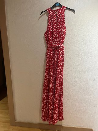 Vestido largo estampado rojo y blanco