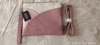 Bolso Misako bandolera rosa y beige