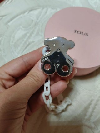 Chupetero Tous Oso Rosa y Cadena Blanca