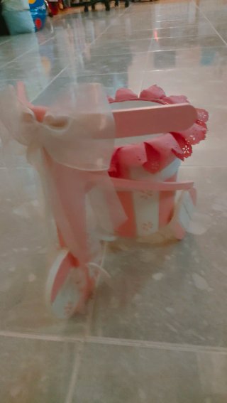 Bicicleta Decorativa Rosa y Blanca