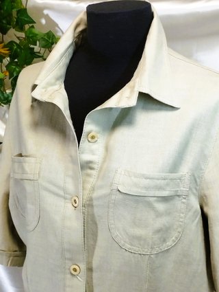 Camicia camicetta donna misto lino beige Tg. L - M