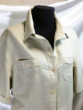 Camicia camicetta donna misto lino beige Tg. L - M