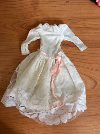 Vestido Nancy Años 80 Blanco Encaje Rosa