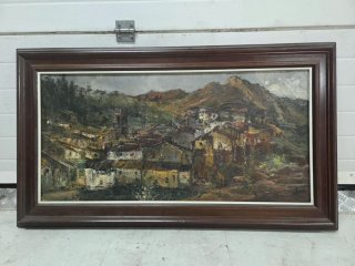 Cuadro antiguo mujer sentada