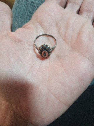 Anillo antiguo plata y azul