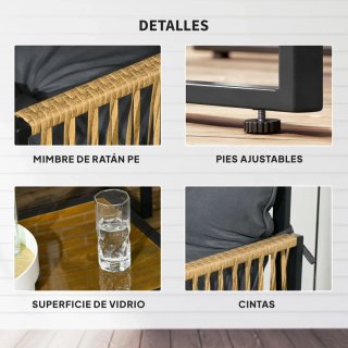 Conjunto Muebles Jardín Ratán Sintético