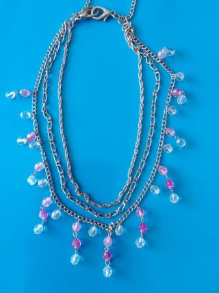 Collana con ciondoli perline rosa e argento