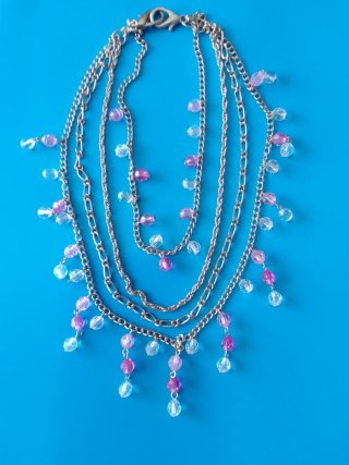 Collana con ciondoli perline rosa e argento