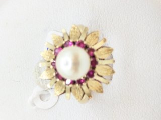 Anillo Oro 18k Perla y Rubíes
