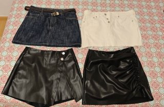 Lote 4 Faldas: Vaquera, Blanca y 2 Piel