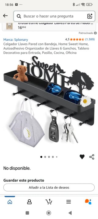 Colgador llaves Sweet Home metal