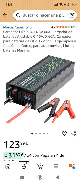 Cargador Batería 220/12V 60A Li-ion/LiFePO4