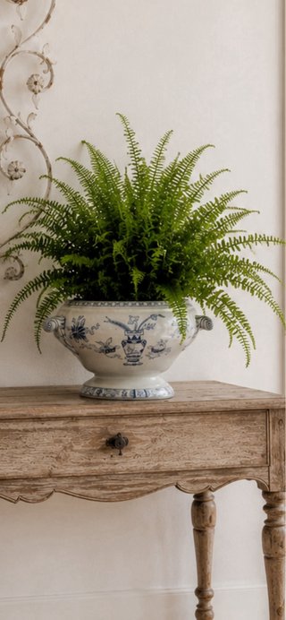 Zuppiera vintage ceramica blu e bianca