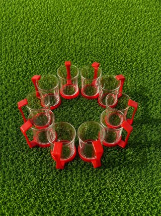 Juego Café Vintage Cristal Jarra +10 Tazas Rojo